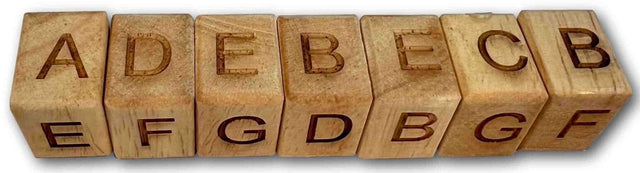 Alpha Snake G - 7 Wood Brain Teaser Puzzle - Arrange the blocks so that no letters repeated on each side - Creative Crafthouse