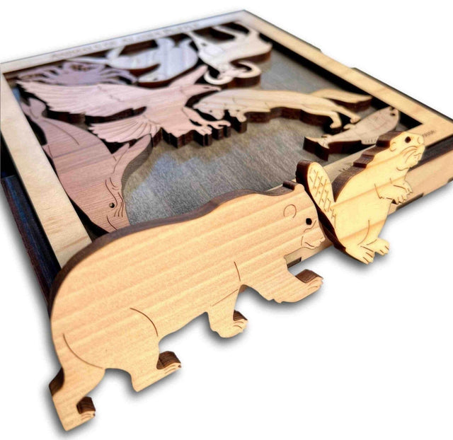 Animals of Alaska Wood Puzzle - artistic and challenging - can be personalized - Creative Crafthouse