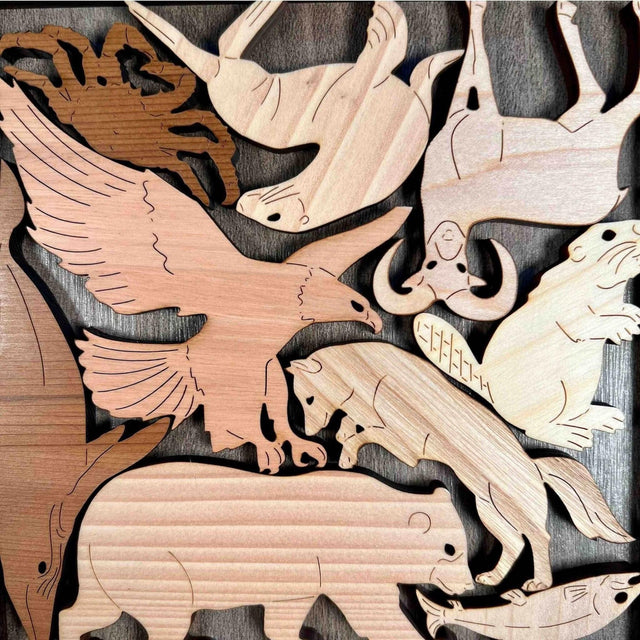 Animals of Alaska Wood Puzzle - artistic and challenging - can be personalized - Creative Crafthouse