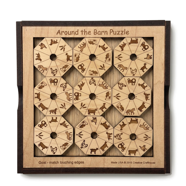 Around the Barn Puzzle | Wooden Edge Matching Brain Teaser - Creative Crafthouse