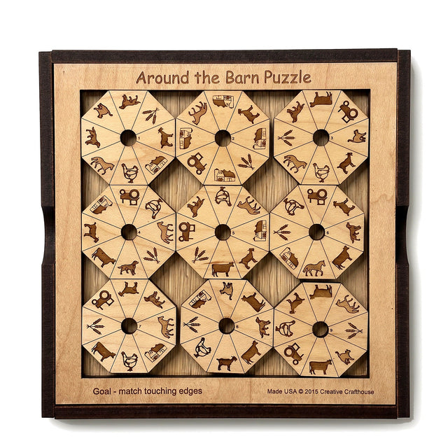 Around the Barn Puzzle | Wooden Edge Matching Brain Teaser - Creative Crafthouse