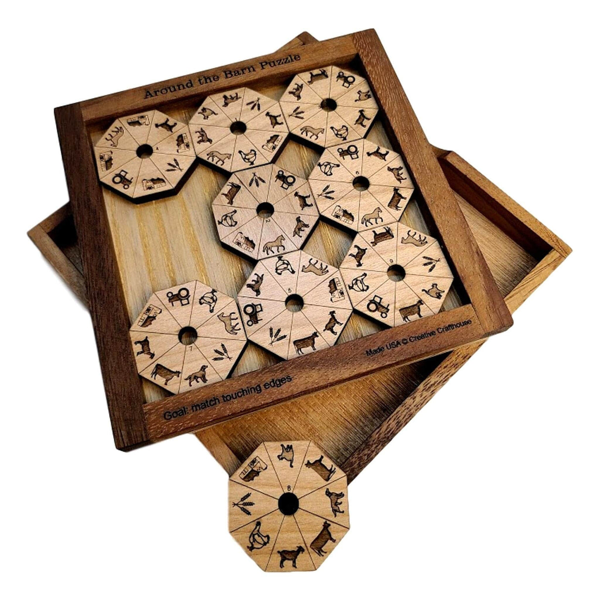 Around the Barn - Edge Matching Puzzle - Wood Puzzle - Brain Teaser - Creative Crafthouse