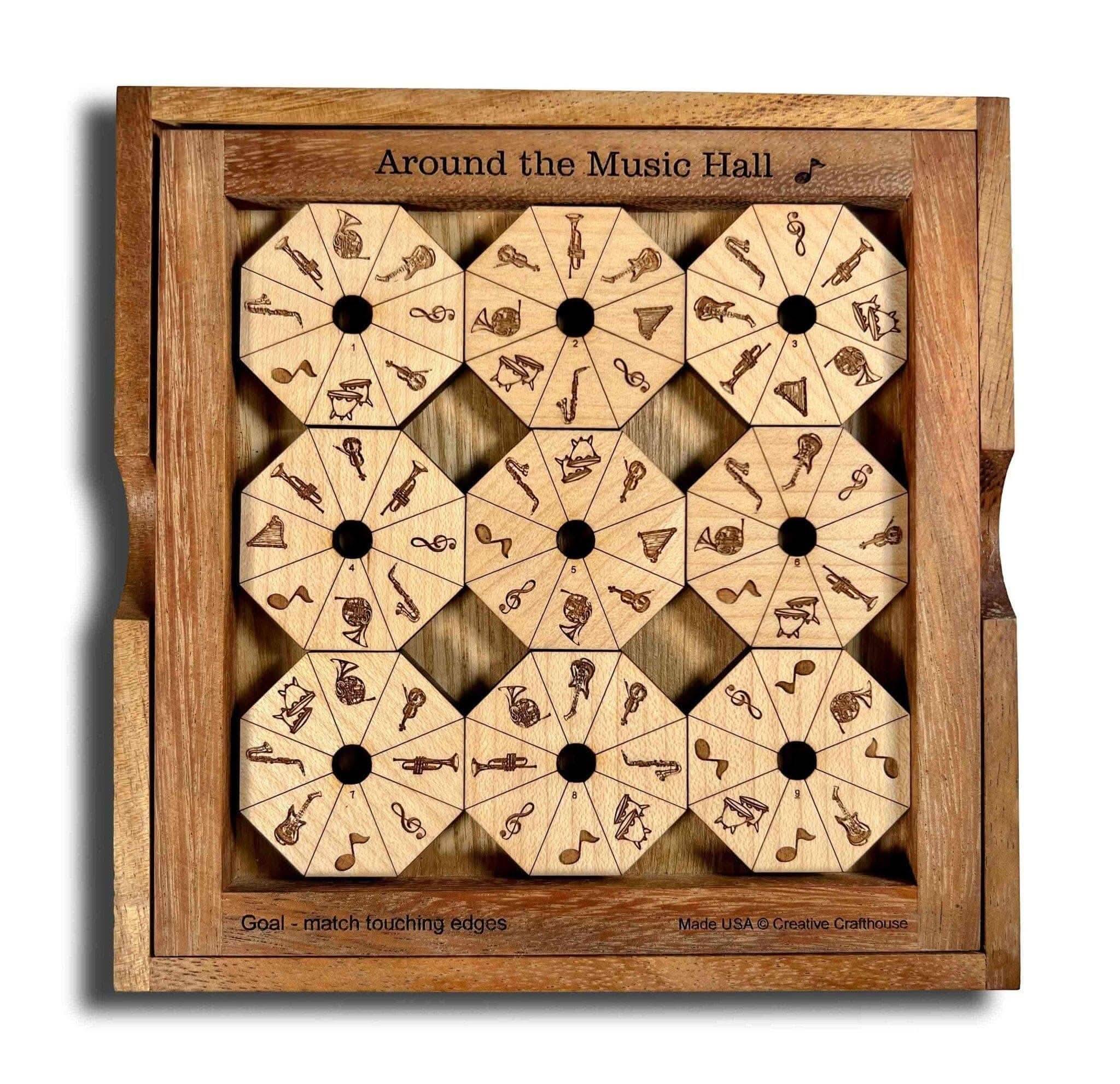 Around the Music Hall Puzzle - Wooden Brain Teaser for Musicians