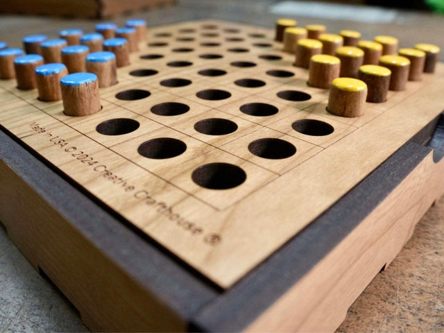 Artisanal Wooden Chinese Checkers 2 person| Exclusive 6x6" Design with Travel Cover | Camping Activity | Travel Games - Creative Crafthouse