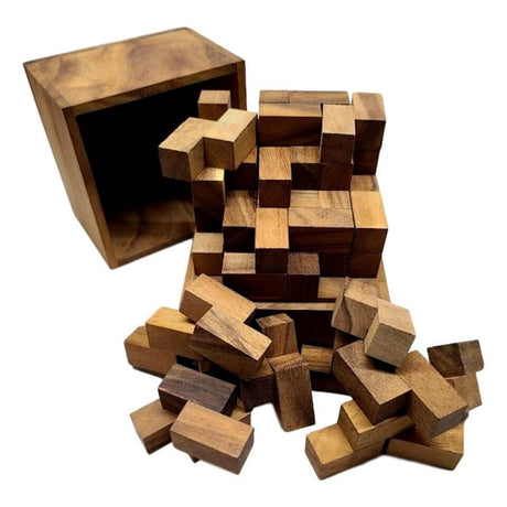 Big Puzzle Gift for Adults - Monster Z Wood Brain Teaser Puzzle - 54 "Z" Shaped Pieces Make 6x6x6 Cube - Very Difficult Puzzle for Experts - Creative Crafthouse