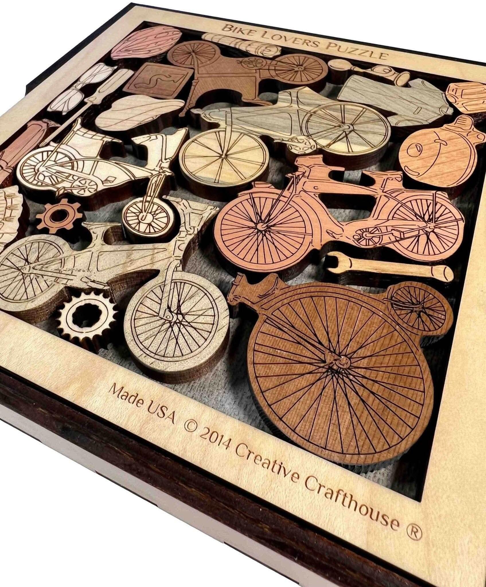 Bike Lovers Wood Puzzle | Personalizable Gift and Decor - Creative