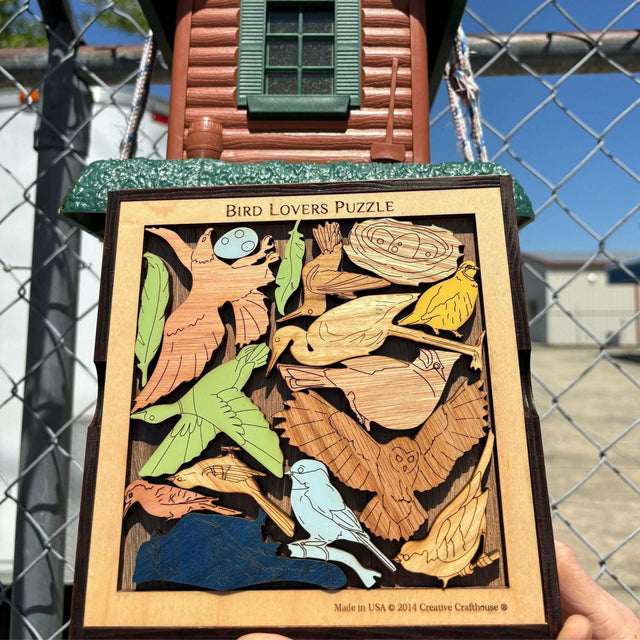 Bird Lovers Puzzle, Personalize with a Laser Engraved Name, 16 Piece Wood Brain Teaser - Creative Crafthouse