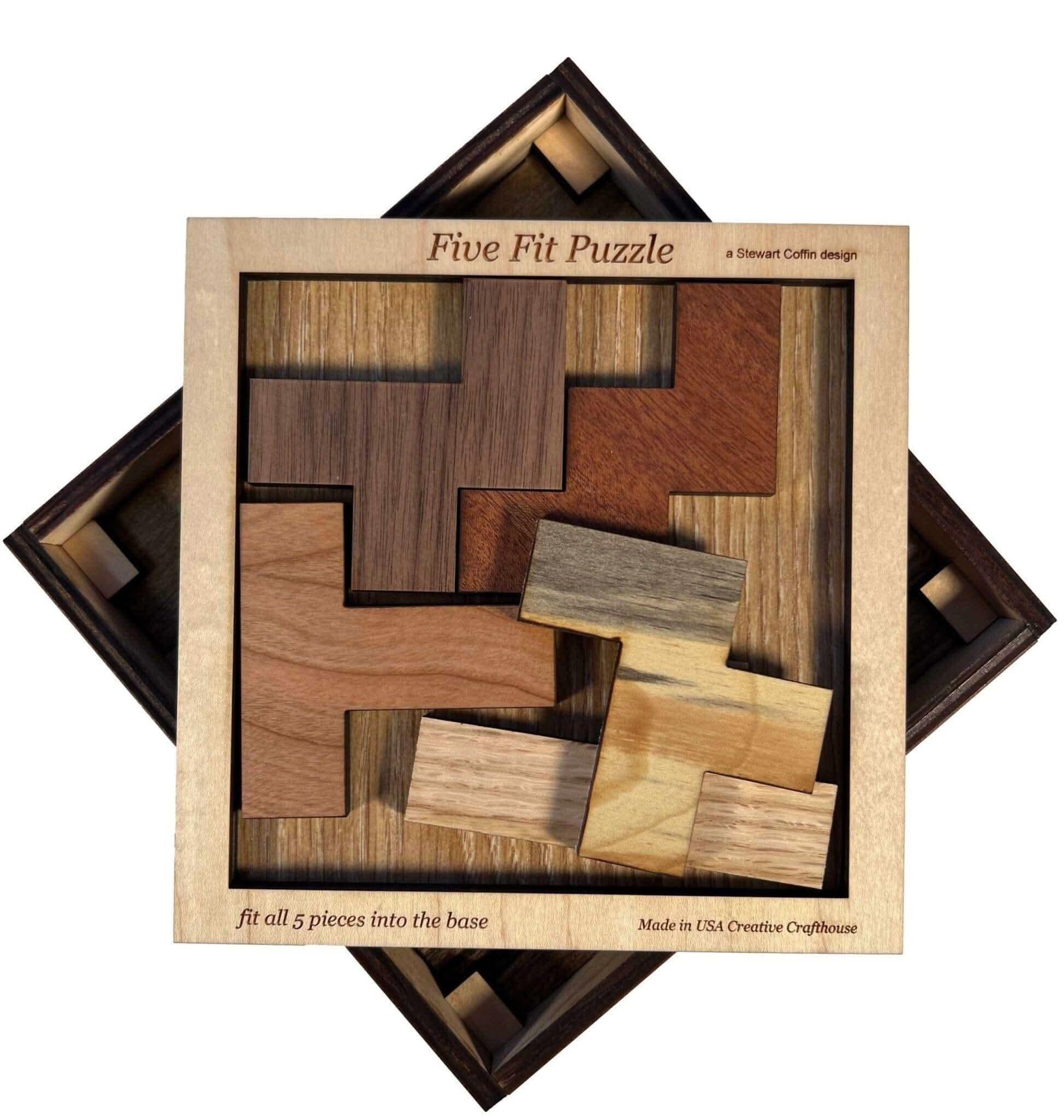 Five Fit Wood Puzzle Large | Brain Teaser for Experts Only