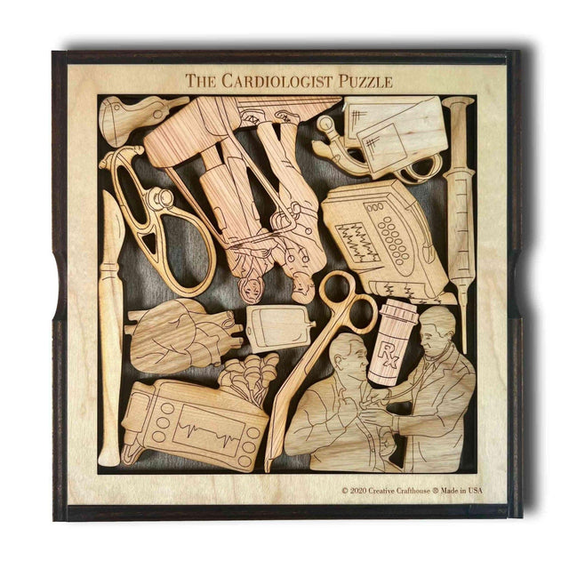 Cardiologist Wood Puzzle - Personalizable Thank You Gift - Challenging Brian Teaser - Creative Crafthouse