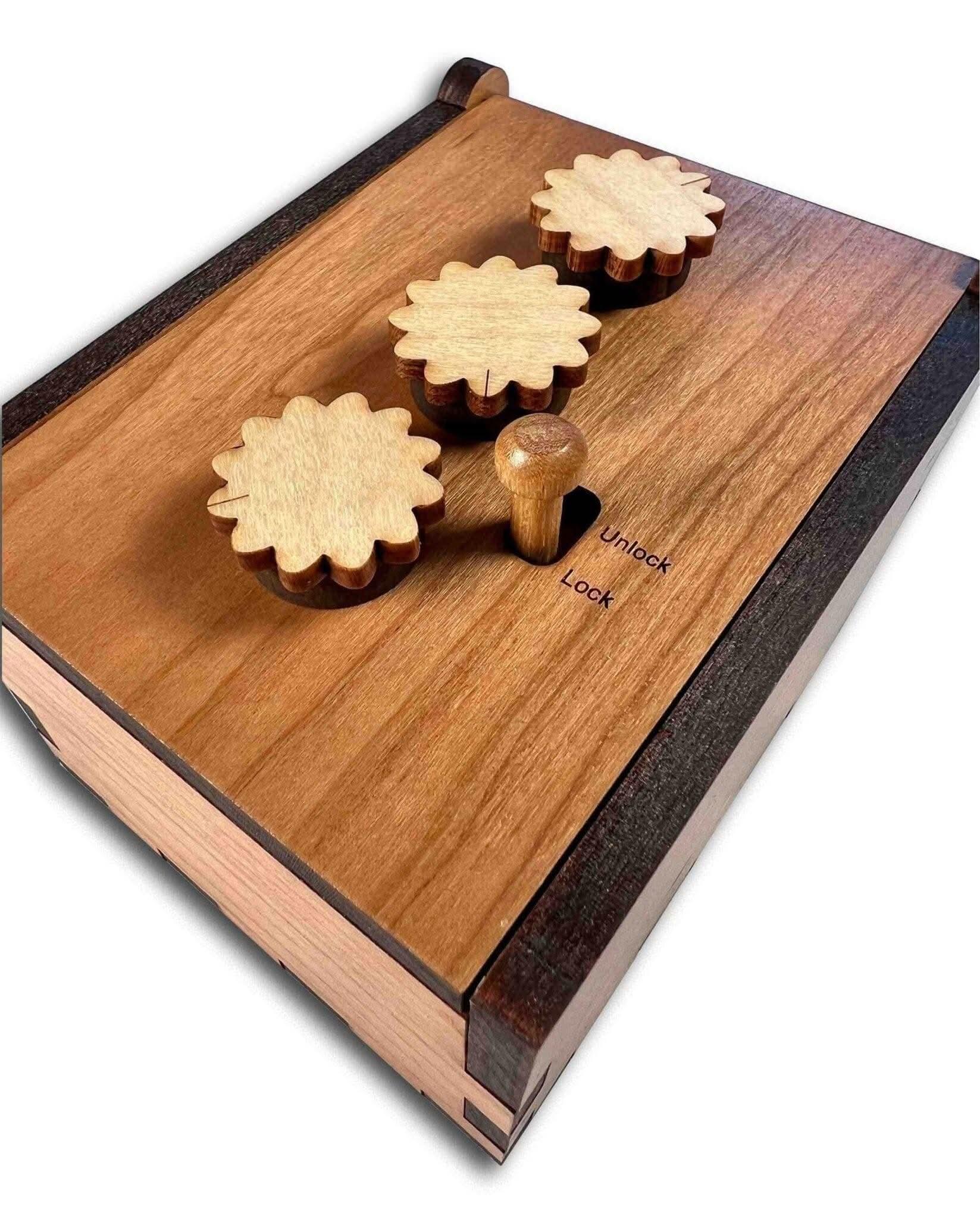 Cherry Wood Puzzle Box - Secret Lock Box II | Unique Brain Teaser