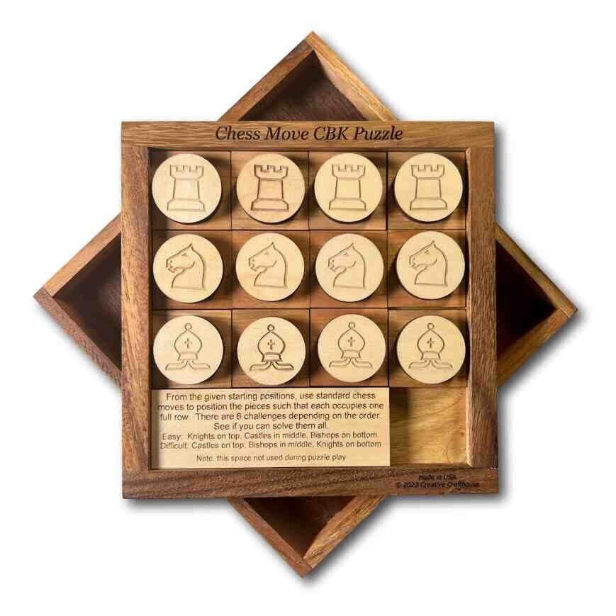 Chess Moves CBK - Chess Puzzle - Wooden Brain Teaser Puzzle - Creative Crafthouse