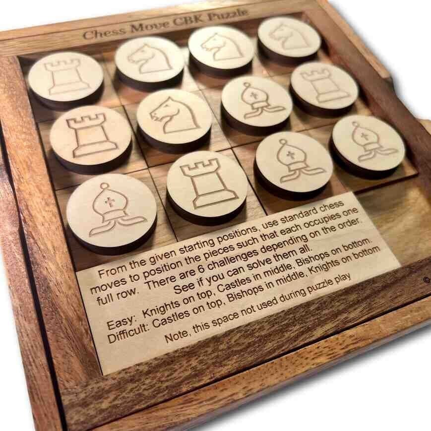 Chess Moves CBK - Chess Puzzle - Wooden Brain Teaser Puzzle - Creative Crafthouse