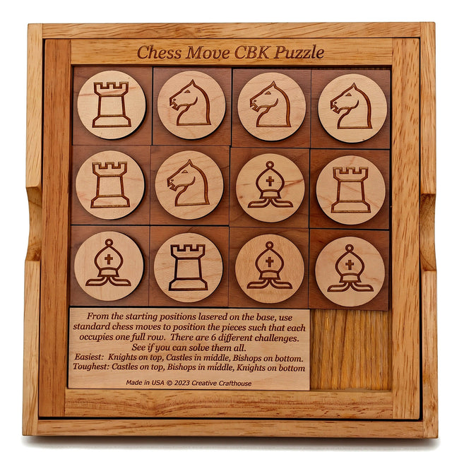 Chess Moves CBK Wood Puzzle | Chess Themed Brain Teaser - Creative Crafthouse