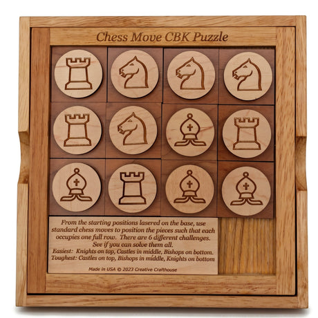 Chess Moves CBK Wood Puzzle | Chess Themed Brain Teaser - Creative Crafthouse