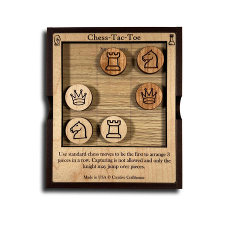 Chess - Tac - Toe Wooden Game – Chess Strategy Tic Tac Toe Board Game - Creative Crafthouse