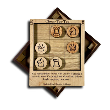 Chess - Tac - Toe Wooden Game – Chess Strategy Tic Tac Toe Board Game - Creative Crafthouse