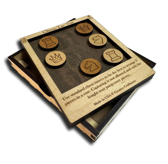 Chess - Tac - Toe Wooden Game – Chess Strategy Tic Tac Toe Board Game - Creative Crafthouse