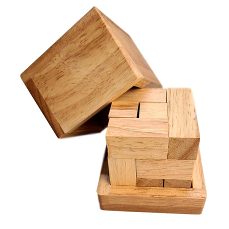 Christmas Gift for Grandkids - The Soma Cube Puzzle | Rubberwood Edition - Personalize with Grandkids Names - Gift from Grandparents - Creative Crafthouse