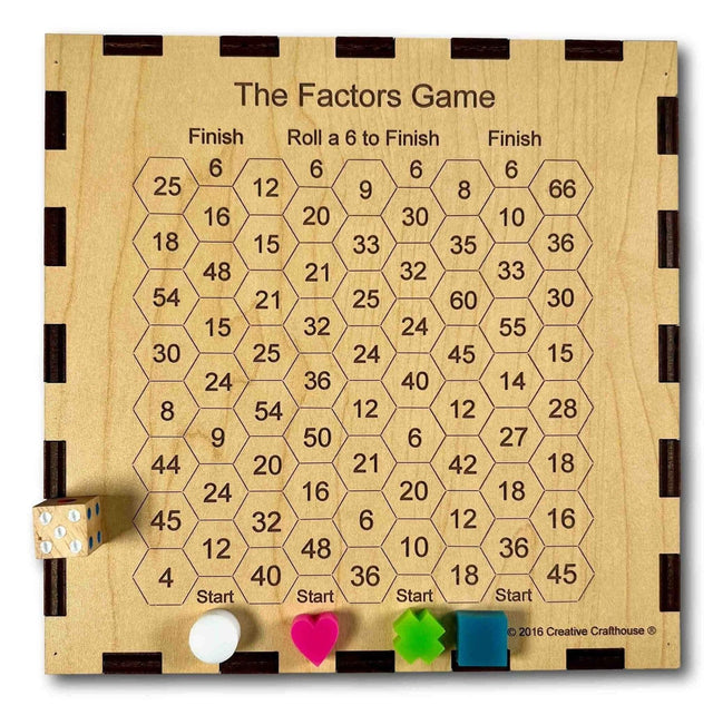 Christmas Gift for Kids | 45 Game & The Factors Game – 2 Math Games in 1 - Wooden Family Game | Personalize with Name - Education and Fun - Creative Crafthouse