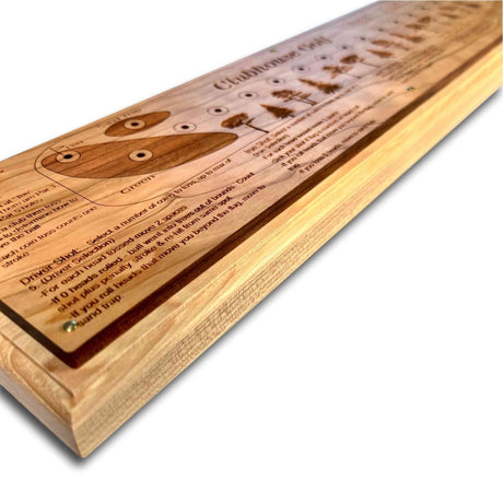 Clubhouse Golf Premium: Board & Coins Game for Golf fun 1/4" thick Cherry wood on a 3/4" Hickory base. - Creative Crafthouse