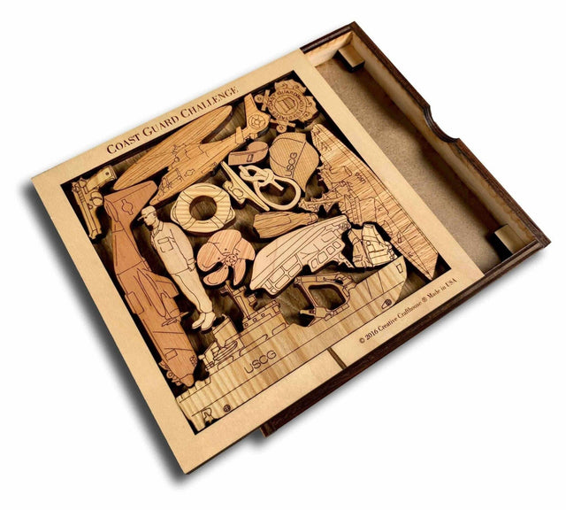 Coast Guard Challenge Puzzle USCG - Brain Teaser - Wood Picture Frame - Personalised Gift - Creative Crafthouse