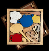 Cook's Cupboard Puzzle - Can You Put all the Kitchen utensils away? - Picture Frame Puzzle can be personalized - Creative Crafthouse