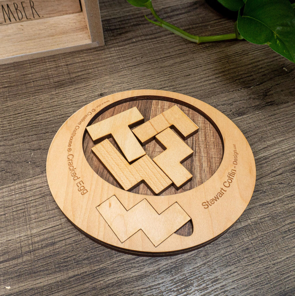Cracked Egg Wood Puzzle - Level 8 out of 10 Difficulty - Recommended Brain Teaser Gift for Ages 14 and Up - Creative Crafthouse
