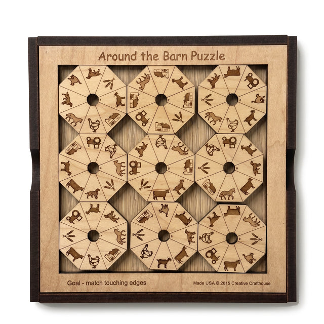 Around the Barn wooden edge-matching brain teaser puzzle by Creative Crafthouse