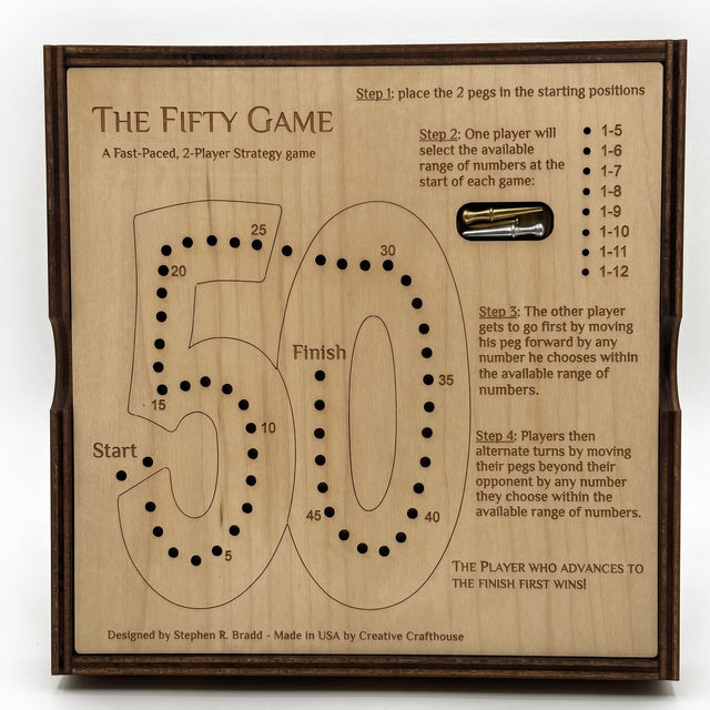 Fifty Game wooden two-player strategy board game by Creative Crafthouse, fun for all ages