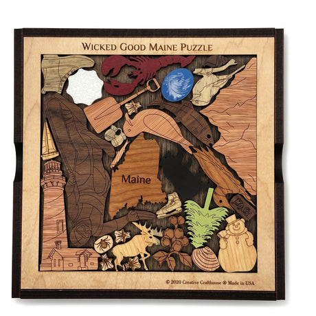 Wicked Good Maine wooden state puzzle by Creative Crafthouse, a personalizable gift and decor piece