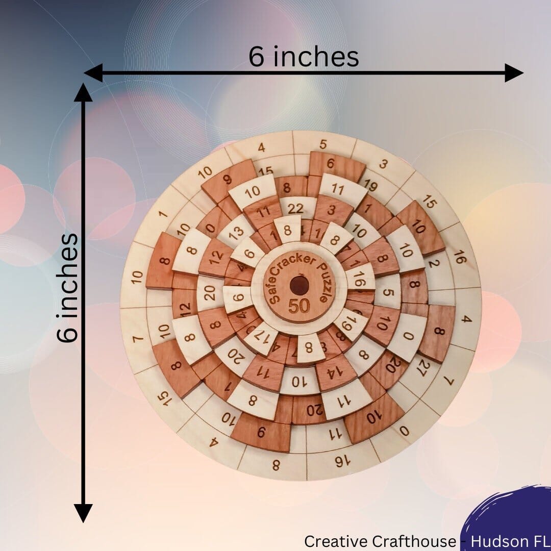 Difficult Math Puzzle for Adults | Over 65000 Ways to get it Wrong |Puzzle for Math Nerd Gift | Safecracker 50 Wood Brain Teaser - Creative Crafthouse