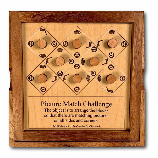 Difficult Puzzle Gift for Sports Fans - Picture Match Challenge - Sport Version - Wooden Brain Teaser Puzzle - Gift for Him - Creative Crafthouse