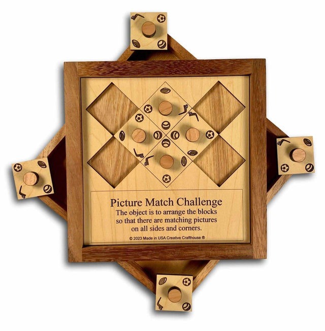 Difficult Puzzle Gift for Sports Fans - Picture Match Challenge - Sport Version - Wooden Brain Teaser Puzzle - Gift for Him - Creative Crafthouse