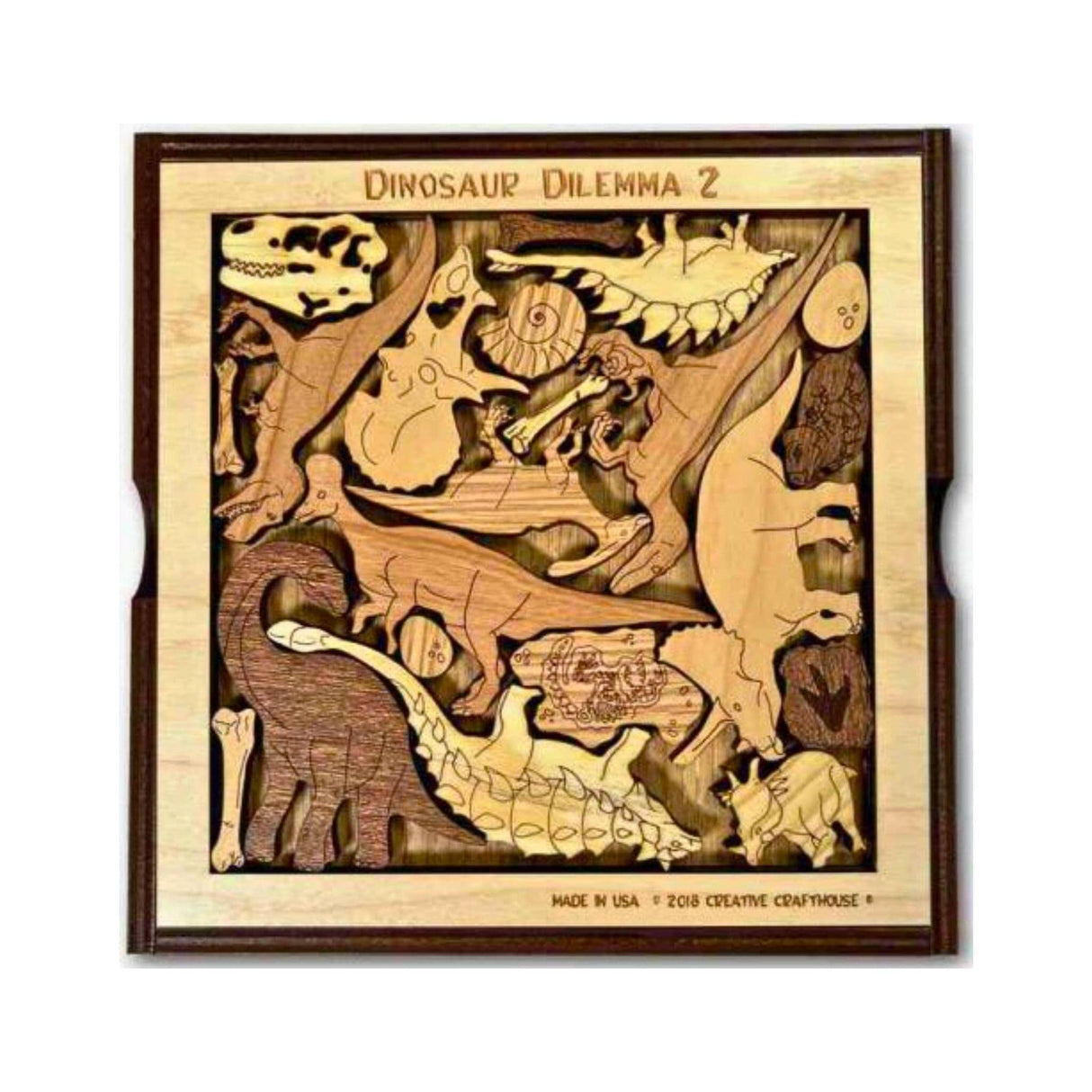 Dinosaur Dilemma II Wood Puzzle | Personalizable Gift and Decor - Creative Crafthouse