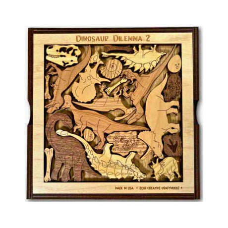 Dinosaur Dilemma II Wood Puzzle | Personalizable Gift and Decor - Creative Crafthouse