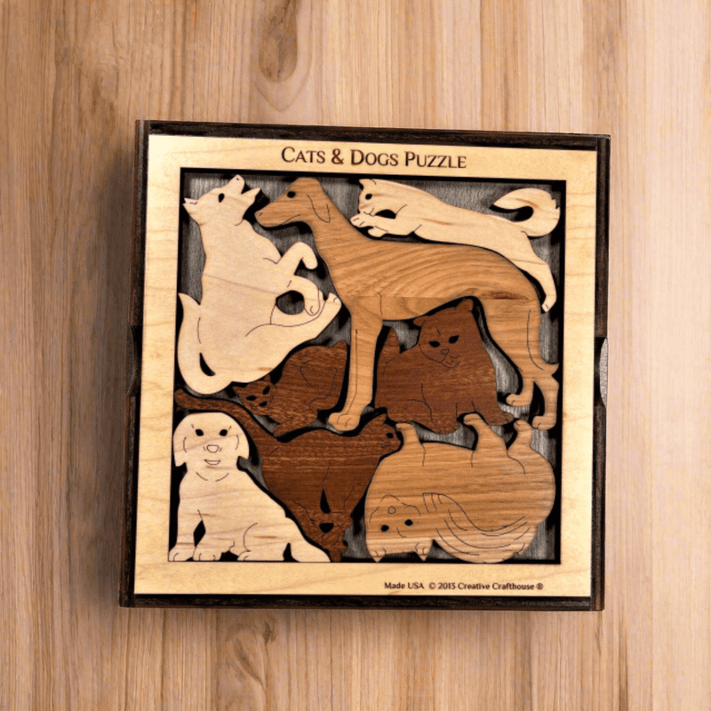 the cats and dogs wood puzzle from creative crafthouse is a perfect birthday gift for animal lovers
