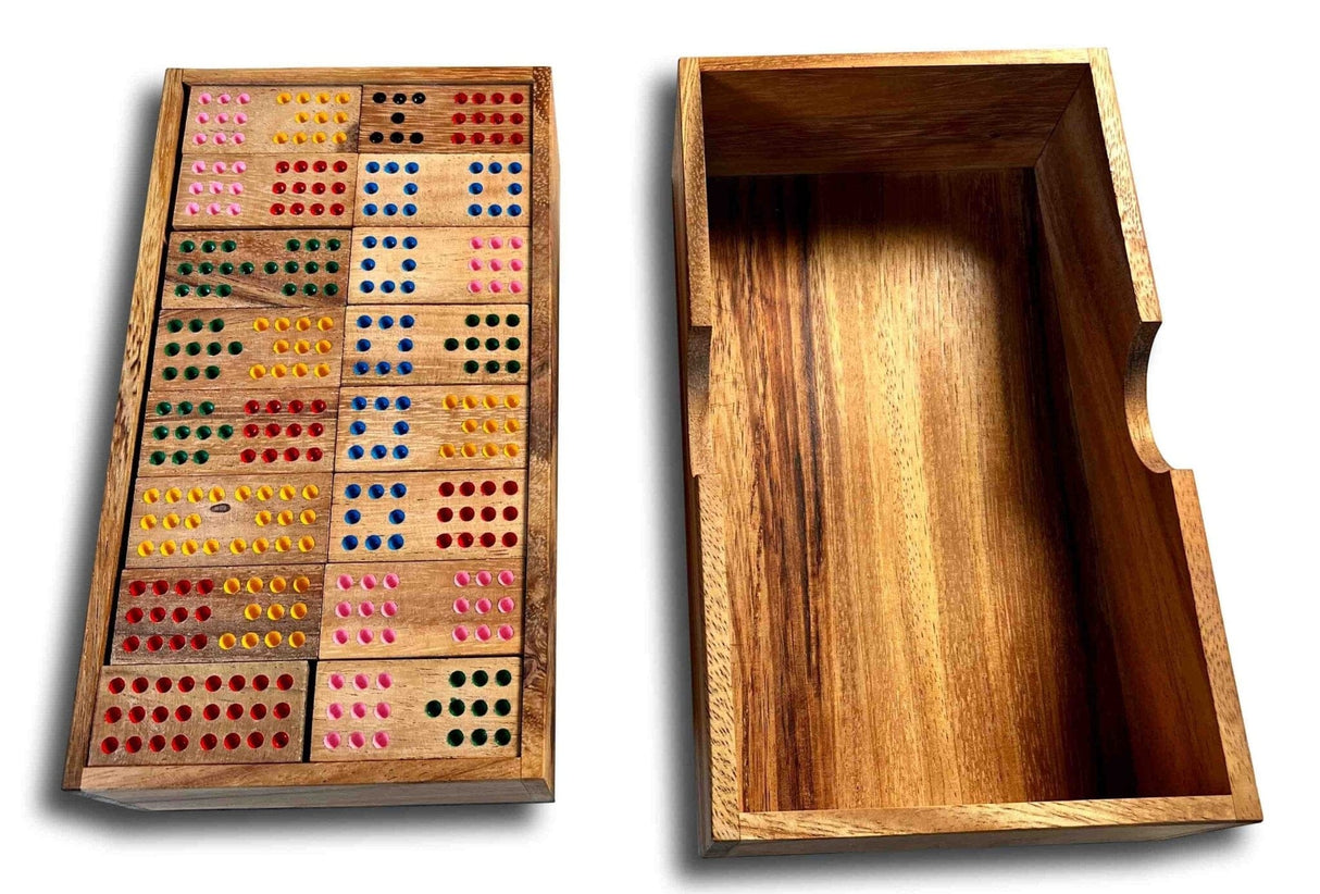Dominoes Set Double 12 Wood Handcrafted in Box - Wooden Game for Adults - Personalization Available - Creative Crafthouse