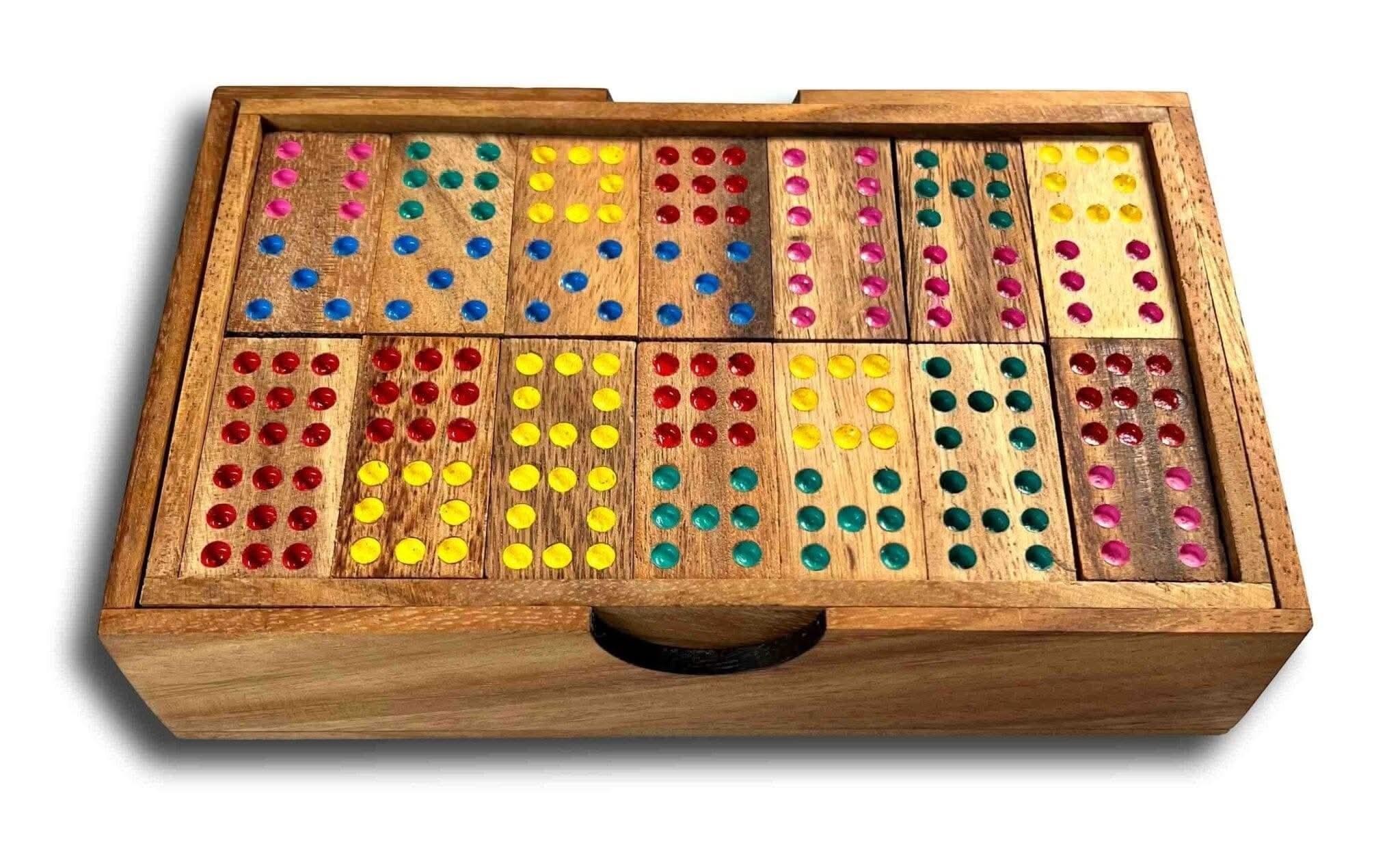Double 9 Dominoes Set | Wooden Game in Solid Wood Box - Creative