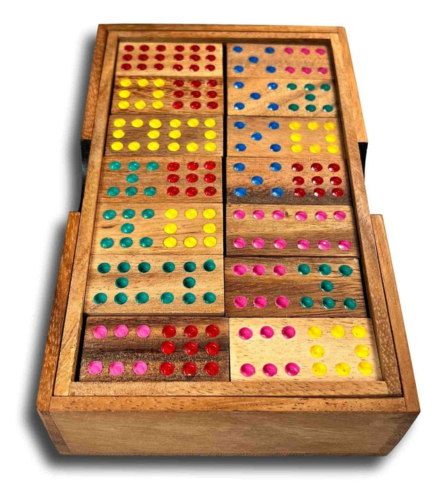 Dominoes Set Double 9 wood handcrafted in box - Creative Crafthouse