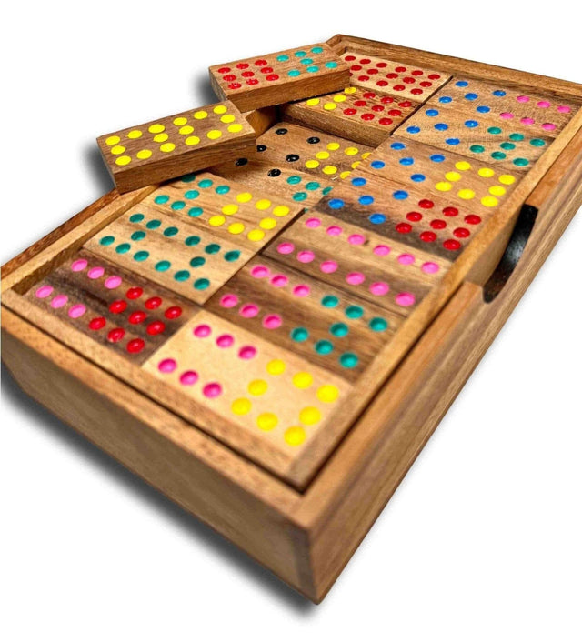 Dominoes Set Double 9 wood handcrafted in box - Creative Crafthouse