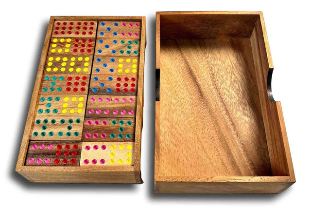 Dominoes Set Double 9 wood handcrafted in box - Creative Crafthouse