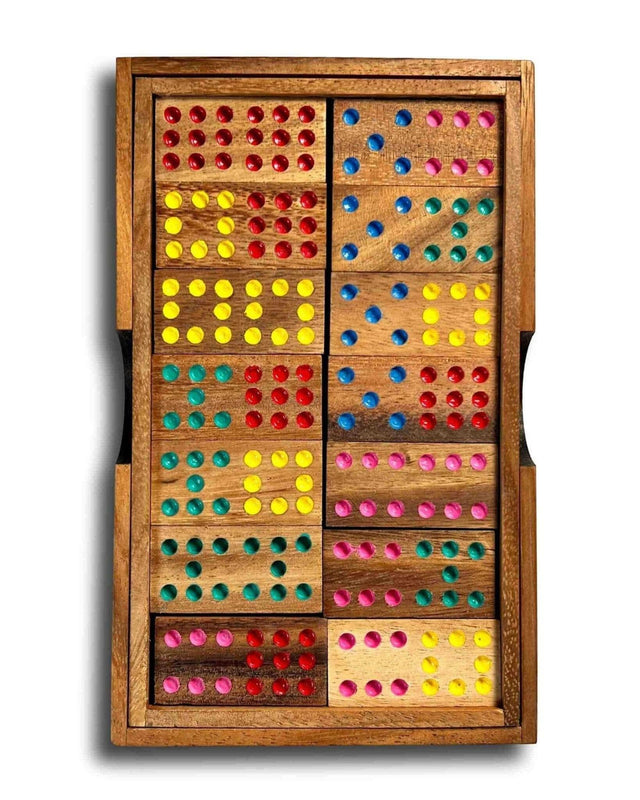 Dominoes Set Double 9 wood handcrafted in box - Creative Crafthouse