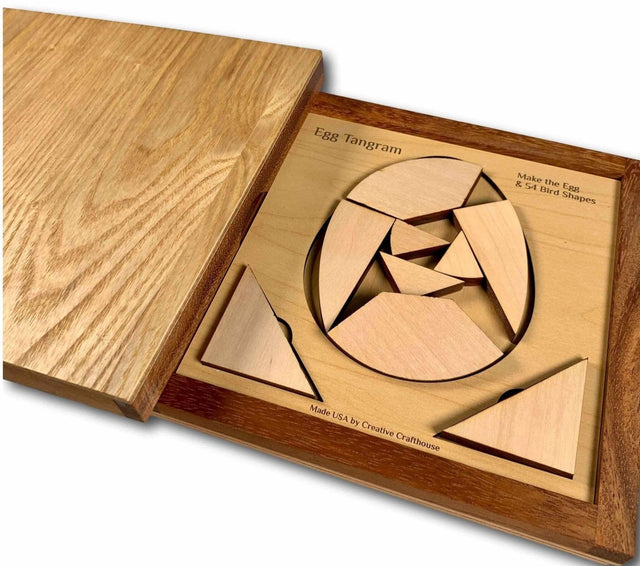 Dragon's Egg Tangram Puzzle - Premium Wooden Puzzle - Personalized Dragon Gift Ideas for Him - Creative Crafthouse