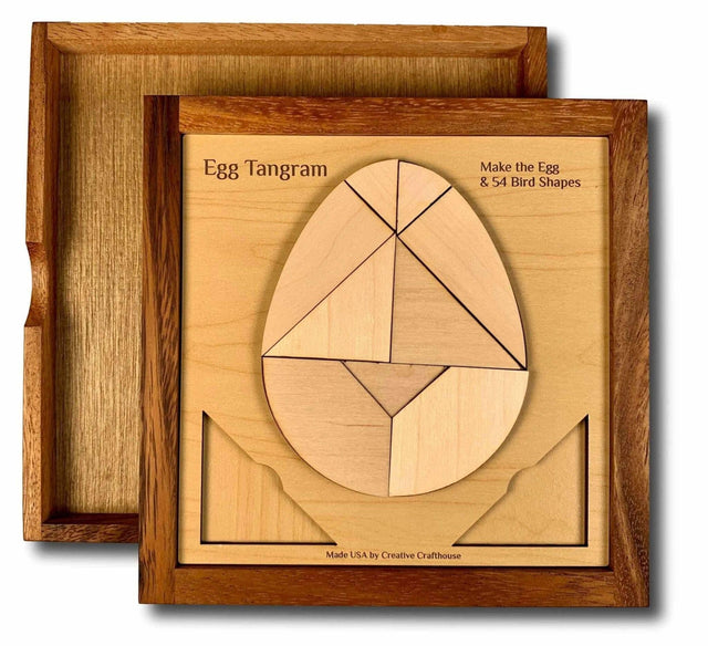 Dragon's Egg Tangram Puzzle - Premium Wooden Puzzle - Personalized Dragon Gift Ideas for Him - Creative Crafthouse