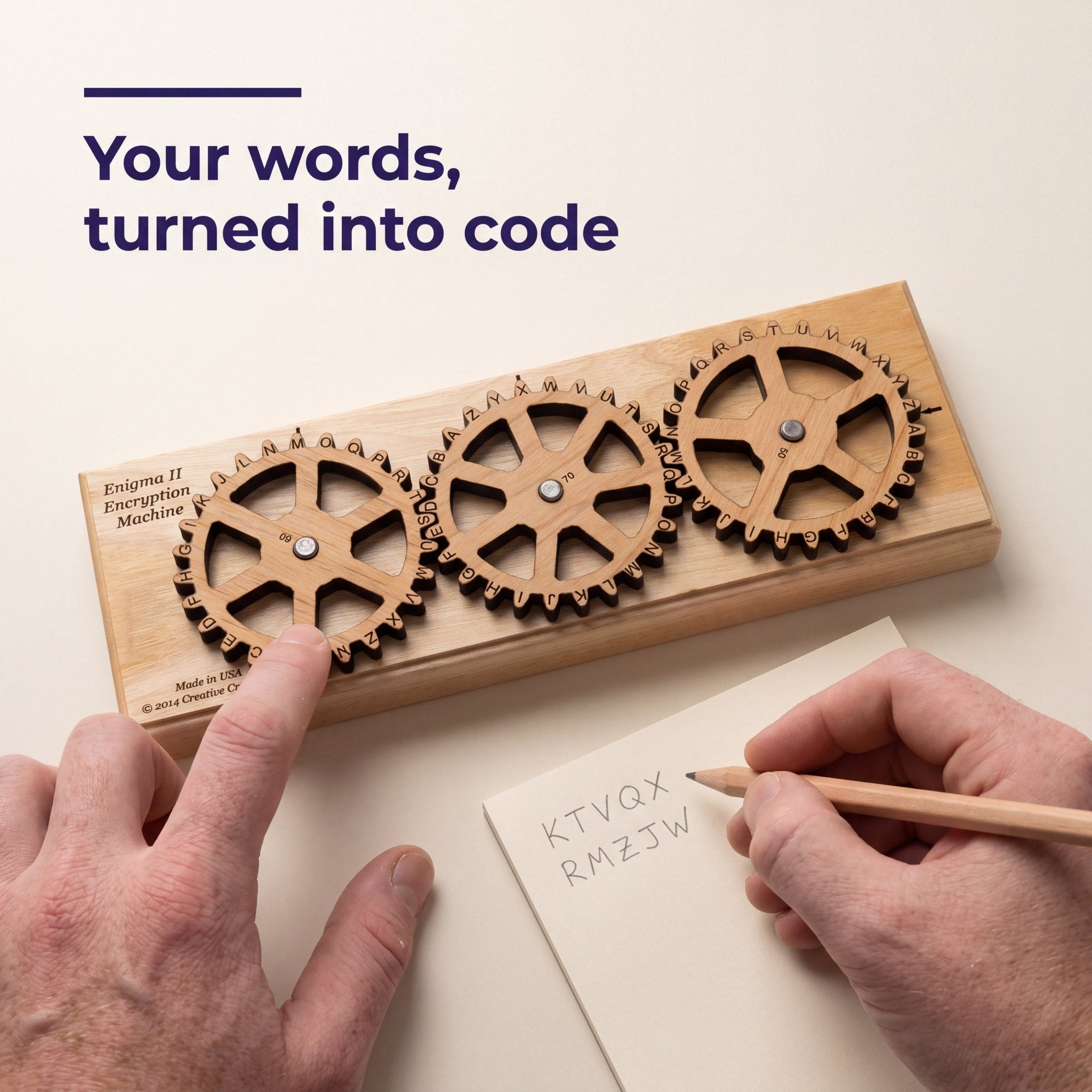 Enigma II Small - Wooden Cipher Machine for Secret Messages