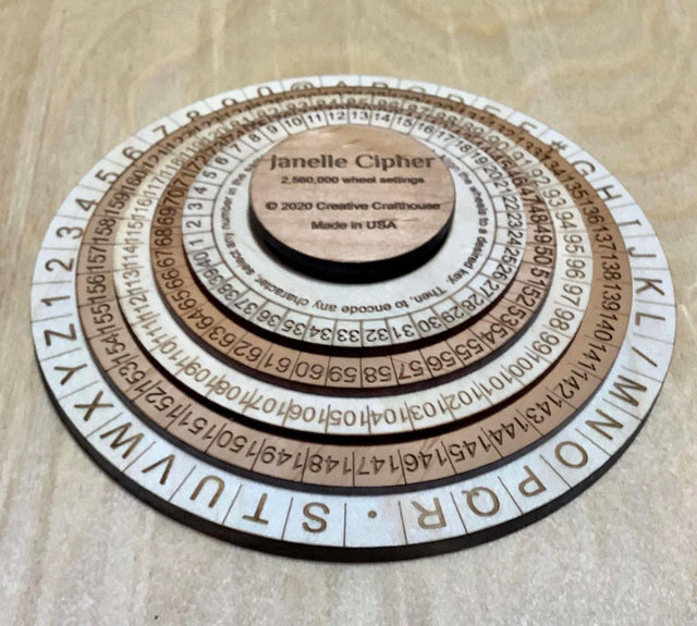 escape room prop - Janelle Cipher – Powerful Hand - Held Encryption Device - Encrypts Letters, Numbers and Four Keyboard Symbols - Creative Crafthouse