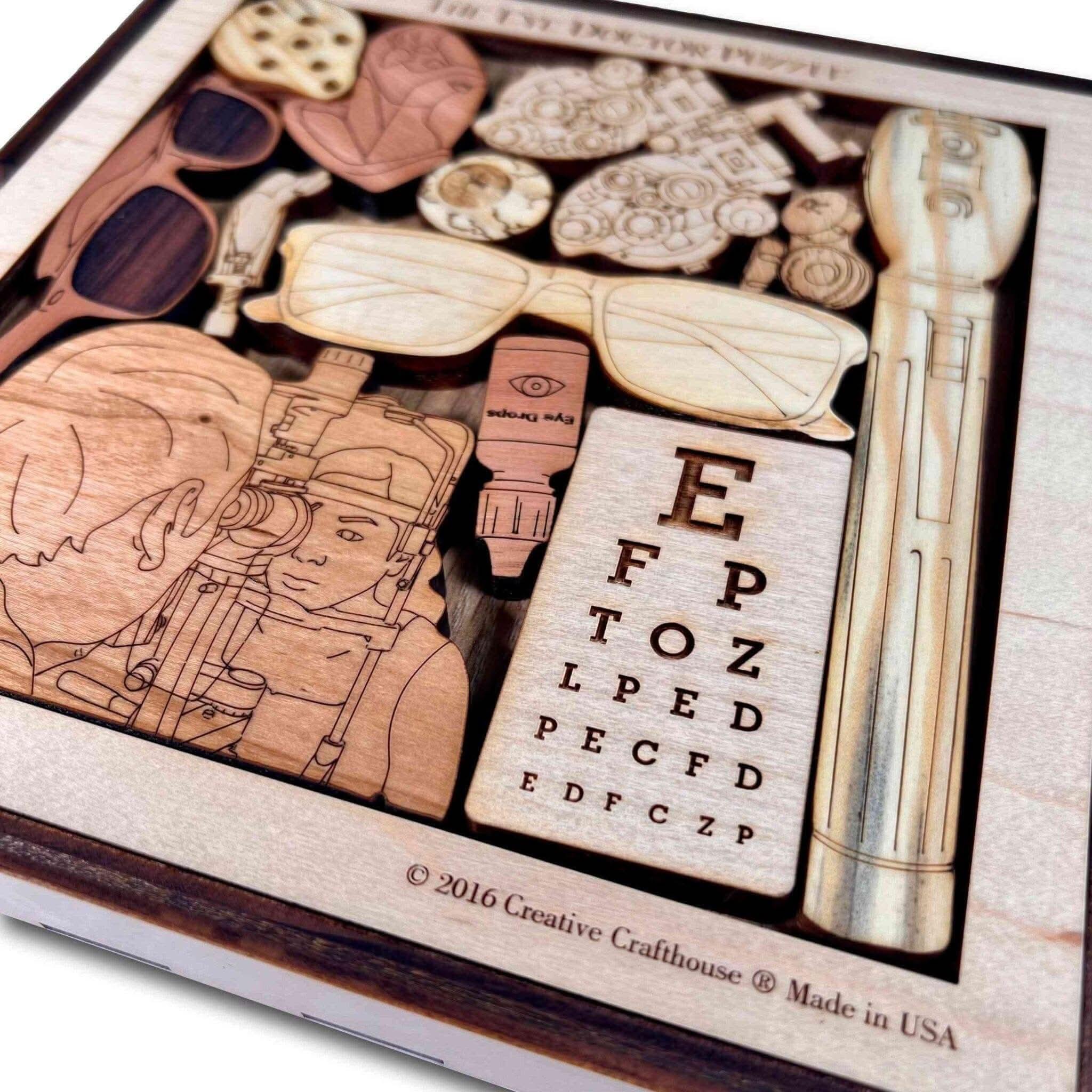 Eye Doctors Wood Puzzle | Personalizable Gift for Your Optometrist