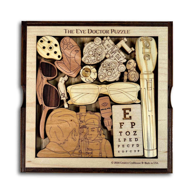 Eye Doctors Puzzle Gift for Optometrist – Personalize Your Thank You Gift With a Laser Engraved Name and Message - Graduation and Retirement - Creative Crafthouse