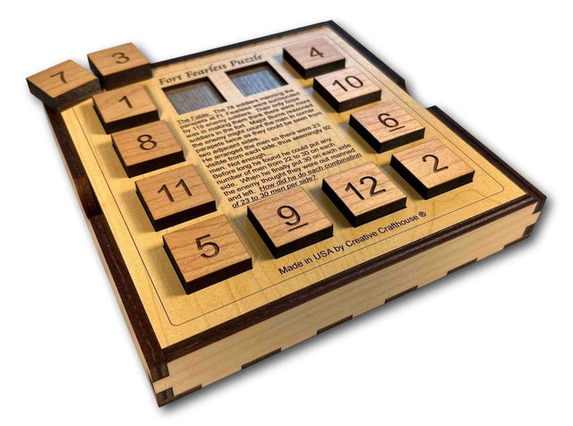 Fort Fearless Wood Brain Teaser – 9 Different Math & Logic Puzzles to Solve - Comes With Cover - Travel Puzzle - Creative Crafthouse