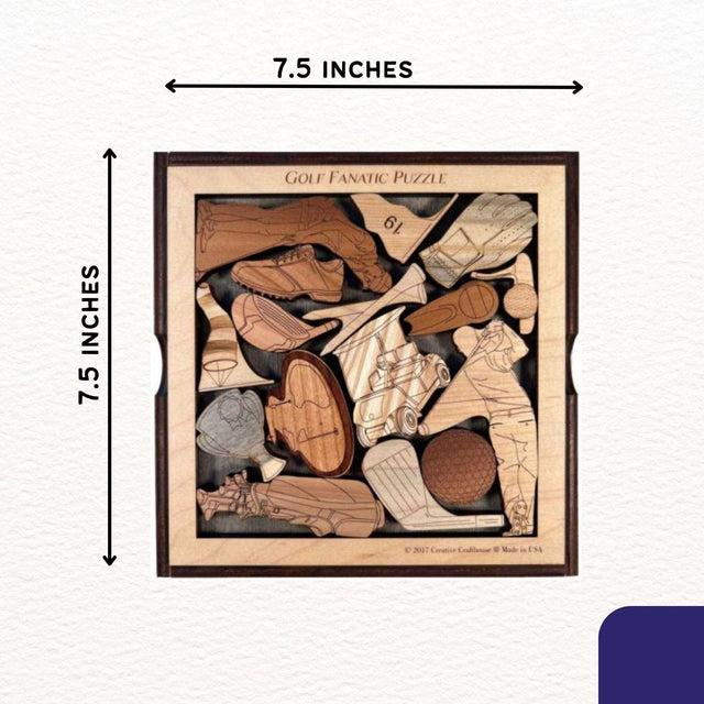 Golf Fanatic Puzzle - Personalizable Gift for Your Favorite Golf Lover - 16 Piece Wood Brain Teaser - Creative Crafthouse
